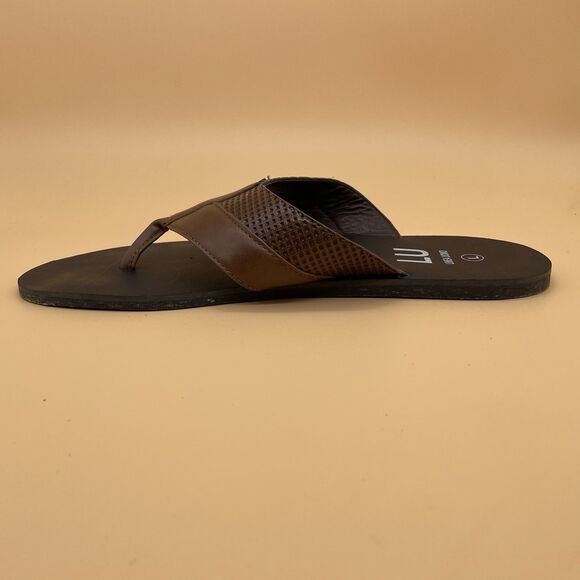 Linea Uomo Danton Leather Flip-Flops / Sandals Men's Size Large Brown Black - Picture 11 of 16